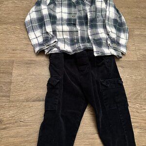 Splendid Flannel Shirt and Corduroy Pants Set Sz 18-24M